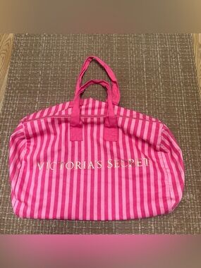 Victoria's Secret Hot Pink Striped Tote